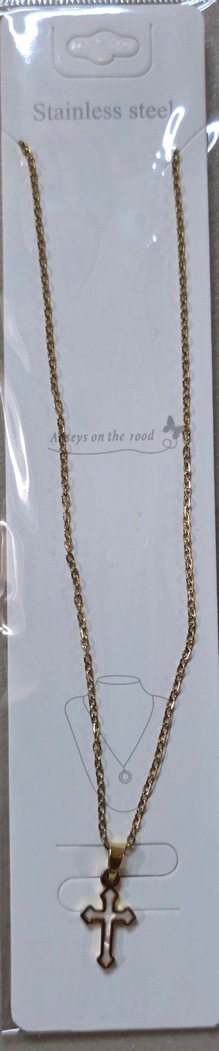 Stainless Steel Cross Necklace – Gold & Silver | Red Green Pink Black White Blue - Angelique Boutique