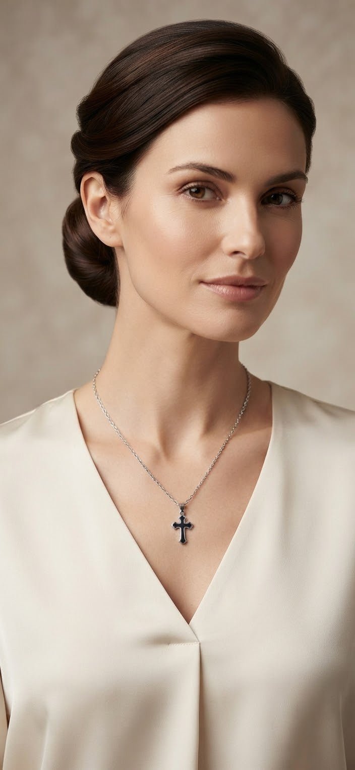 Stainless Steel Cross Necklace – Gold & Silver | Red Green Pink Black White Blue - Angelique Boutique