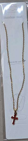 Stainless Steel Cross Necklace – Gold & Silver | Red Green Pink Black White Blue - Angelique Boutique