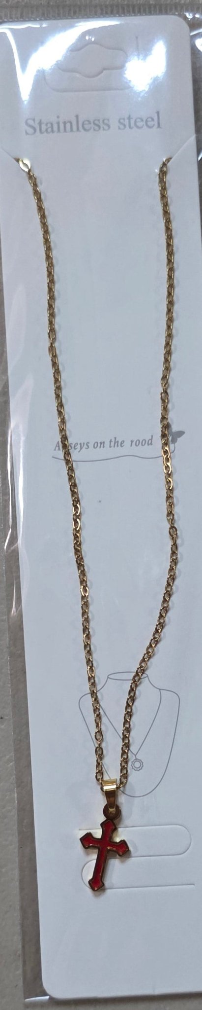 Stainless Steel Cross Necklace – Gold & Silver | Red Green Pink Black White Blue - Angelique Boutique
