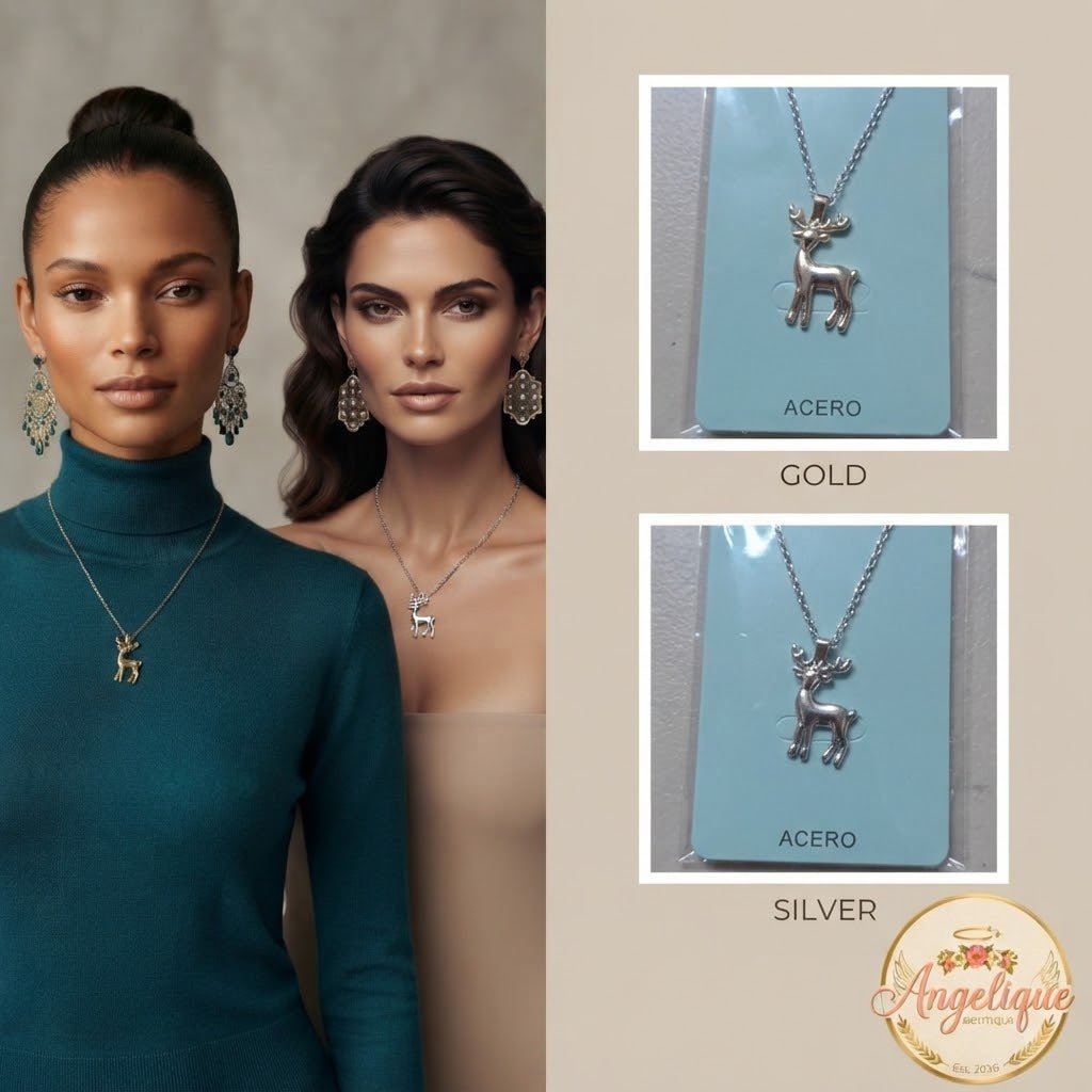 Stainless Steel Deer Necklace – Nature-Inspired Women's Jewelry - Angelique Boutique
