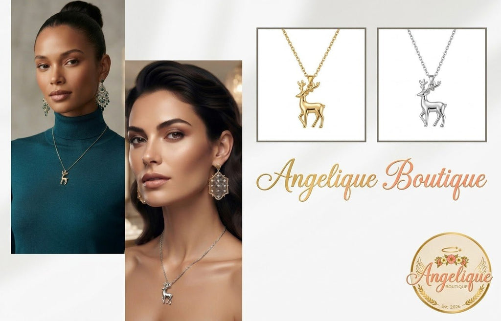 Stainless Steel Deer Necklace – Nature-Inspired Women's Jewelry - Angelique Boutique