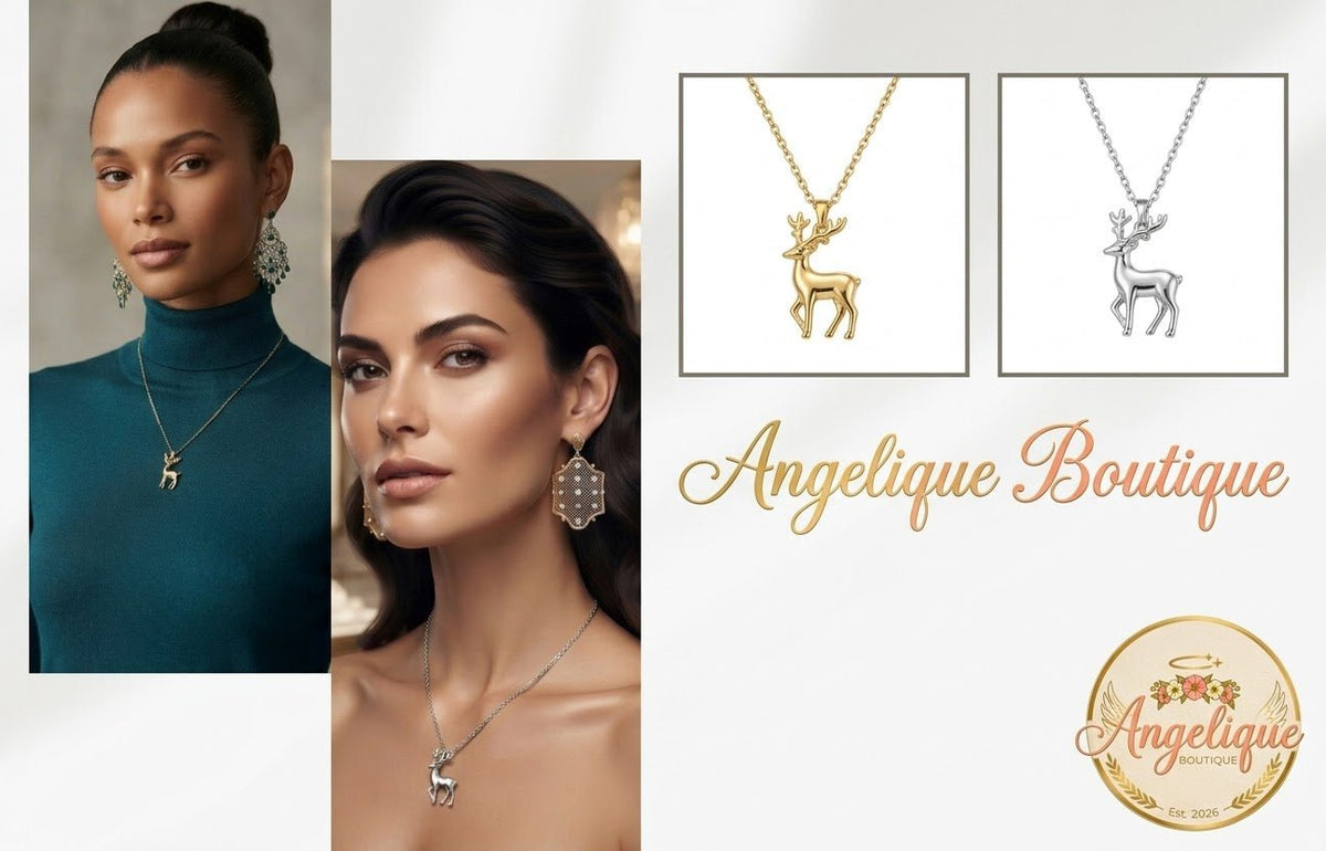 Stainless Steel Deer Necklace – Nature-Inspired Women's Jewelry - Angelique Boutique