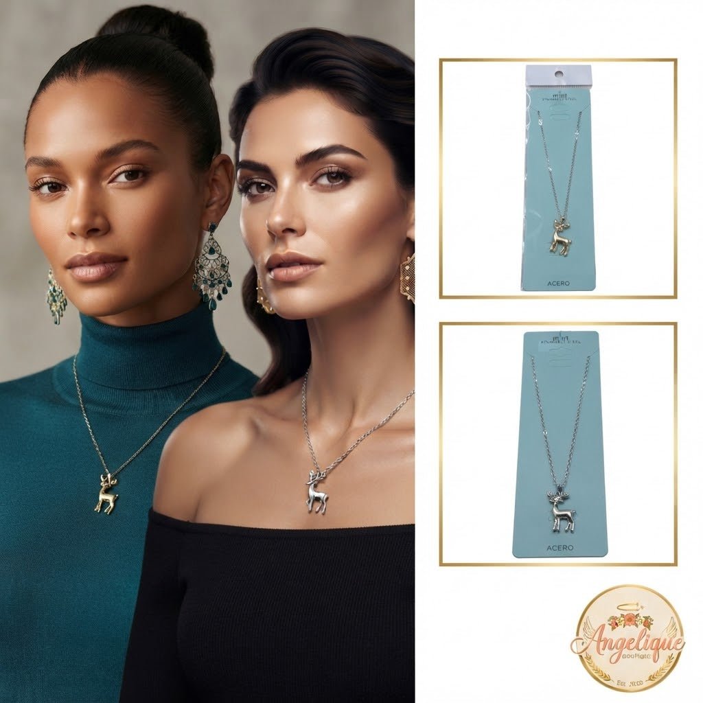 Stainless Steel Deer Necklace – Nature-Inspired Women's Jewelry - Angelique Boutique