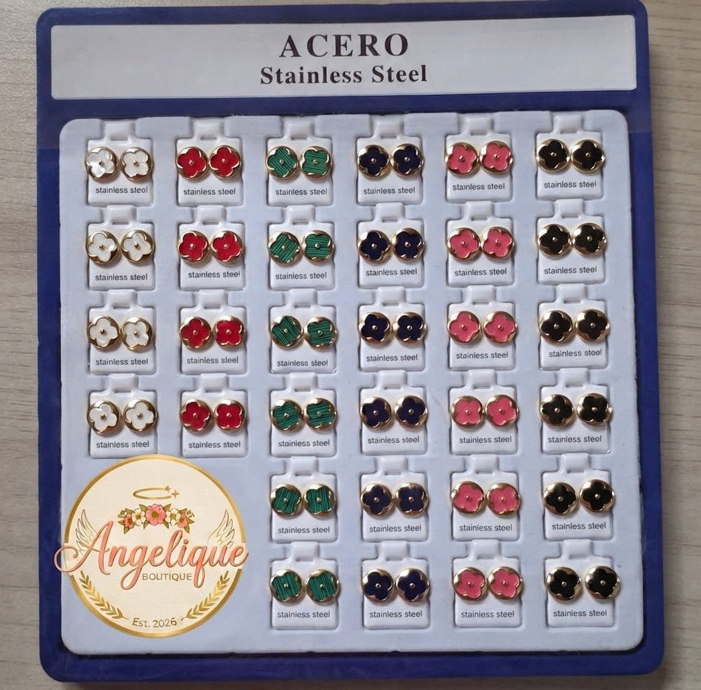 Stainless Steel Earrings with Gold Details – 6 Colors - Angelique Boutique