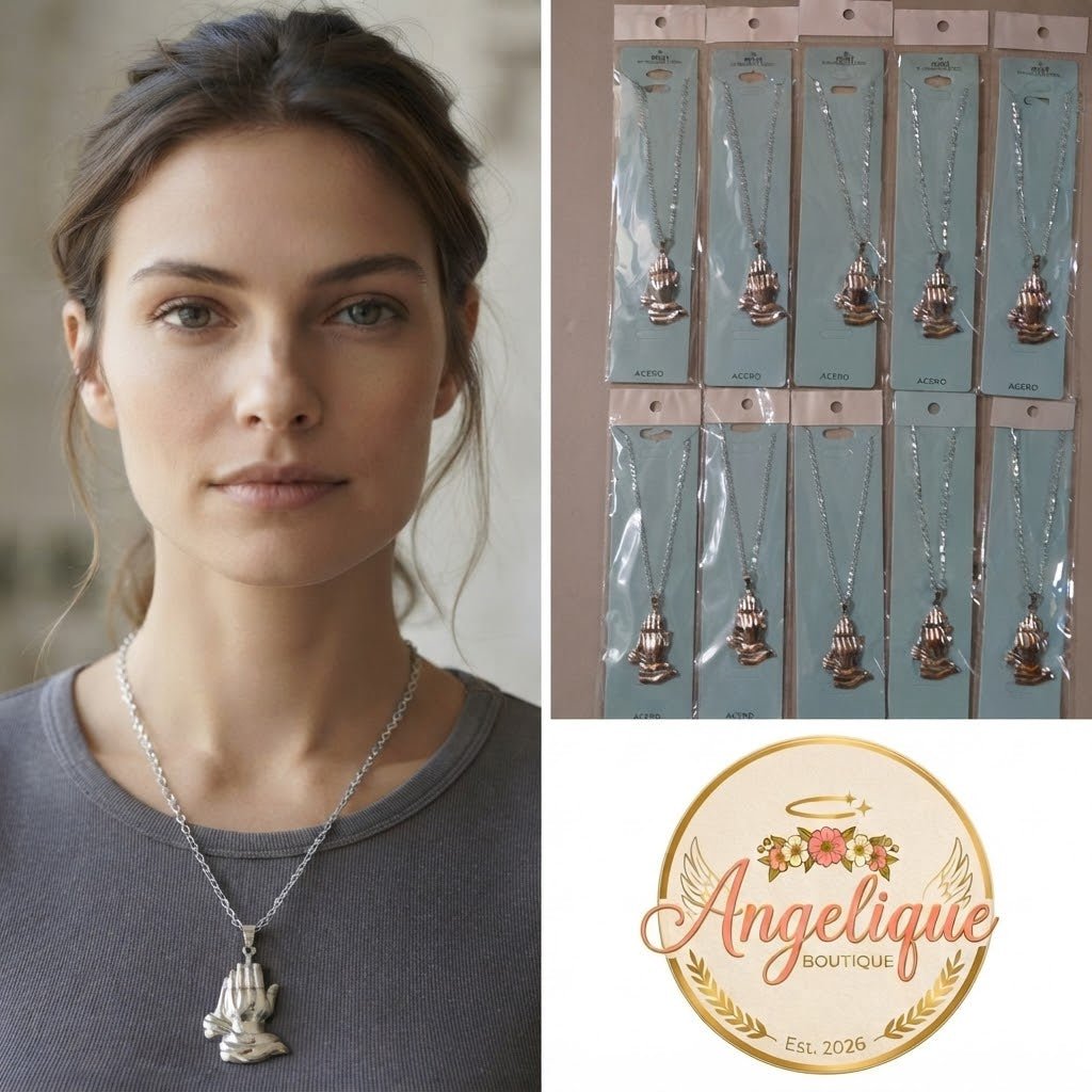 Stainless Steel God’s Hands Necklace – Gold & Silver | Unisex - Angelique Boutique