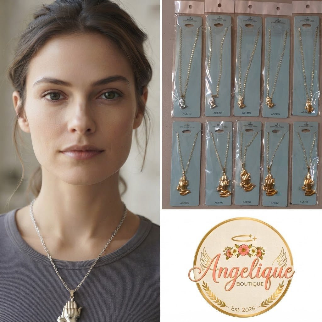 Stainless Steel God’s Hands Necklace – Gold & Silver | Unisex - Angelique Boutique