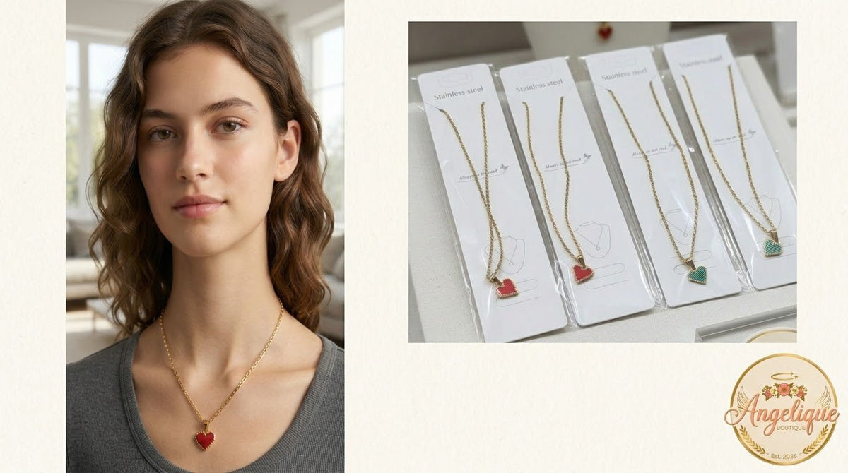 Stainless Steel Heart Chain Necklace | 3 Colors - Angelique Boutique