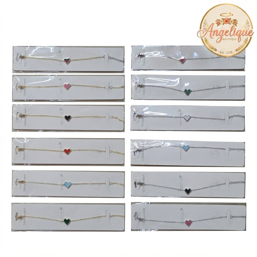Stainless Steel Heart Charm Bracelet for Women – Gold & Silver - Angelique Boutique