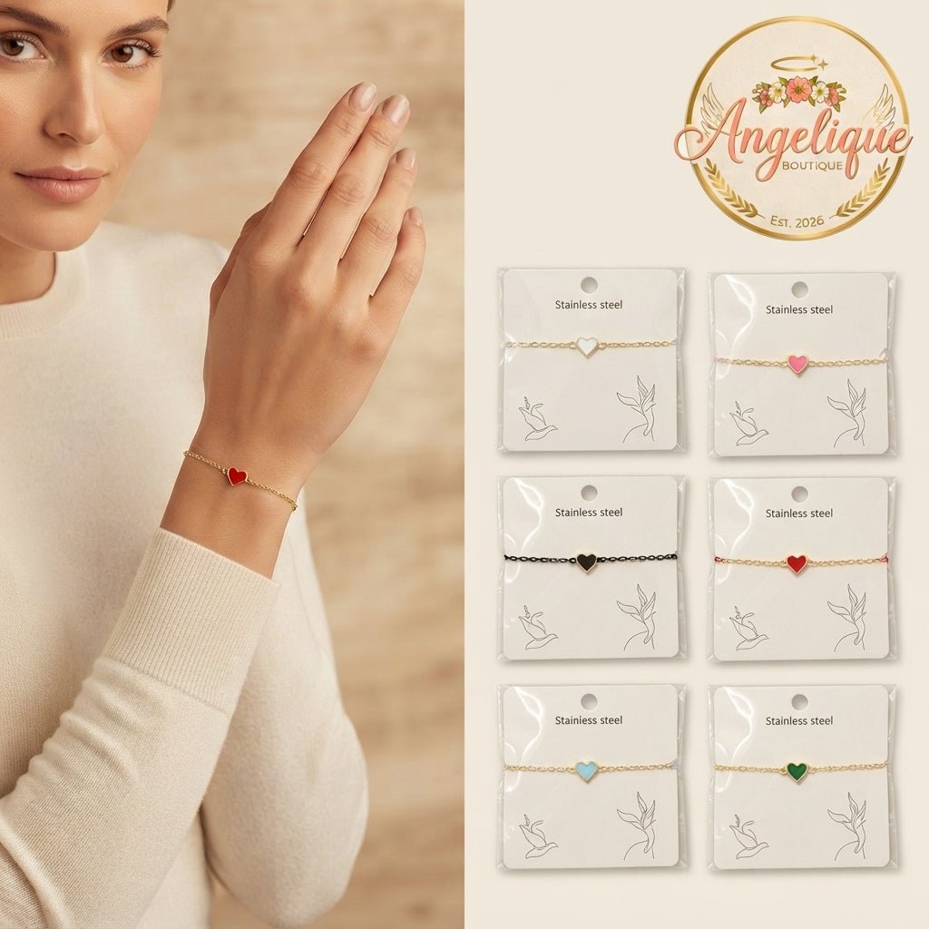 Stainless Steel Heart Charm Bracelet for Women – Gold & Silver - Angelique Boutique