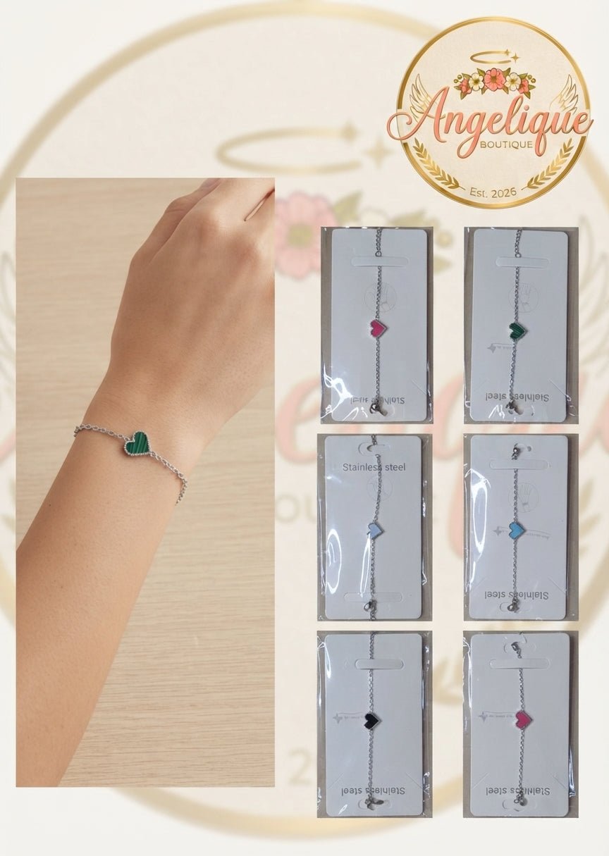 Stainless Steel Heart Charm Bracelet for Women – Gold & Silver - Angelique Boutique