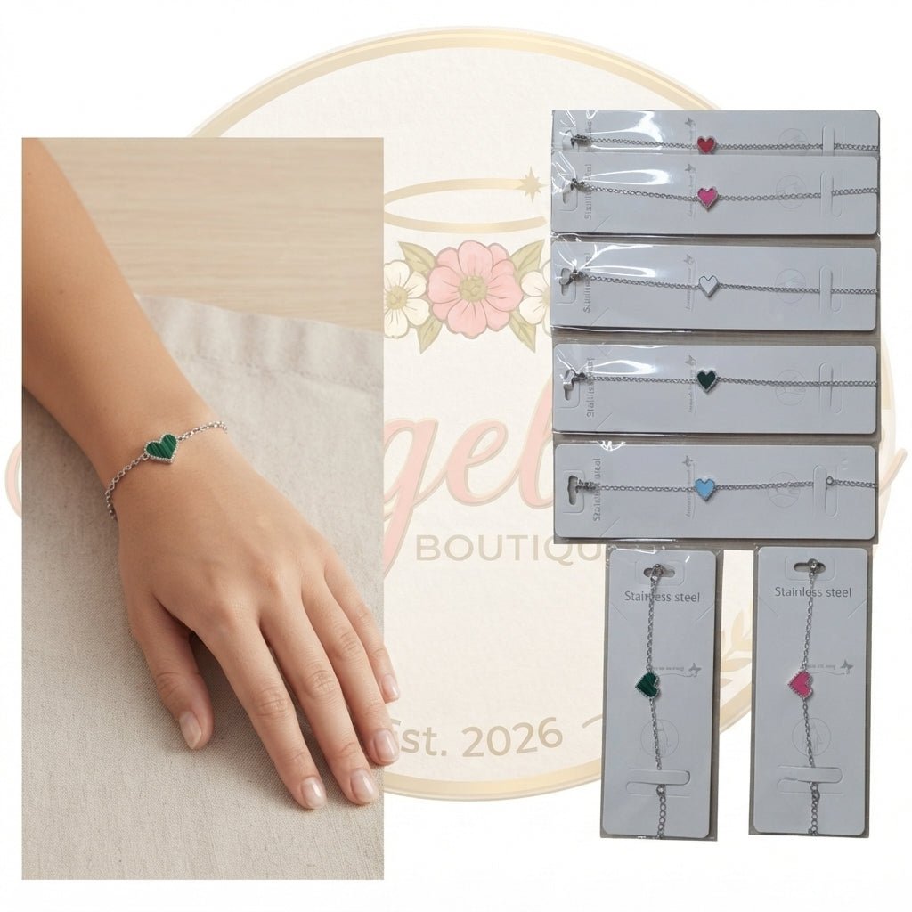 Stainless Steel Heart Charm Bracelet for Women – Gold & Silver - Angelique Boutique