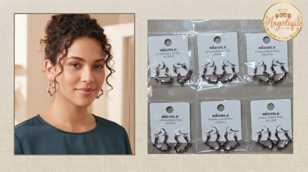 Stainless Steel Heart Hoop Earrings for Women – Gold & Silver - Angelique Boutique