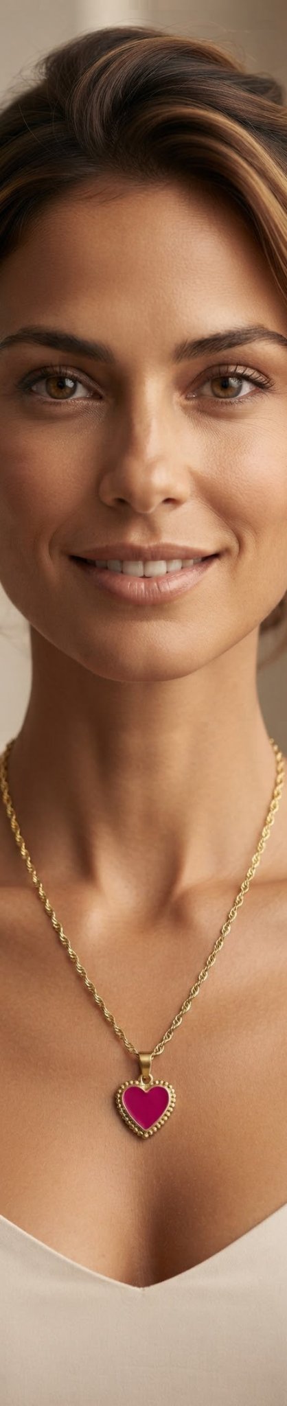 Stainless Steel Heart Necklace with Gold Accents – 6 Colors - Angelique Boutique