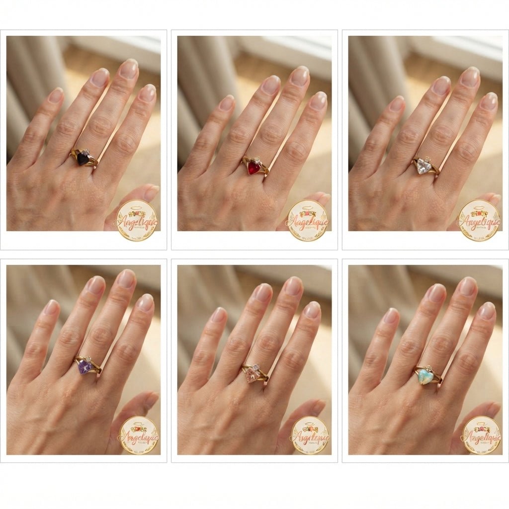 Stainless Steel Heart Rings – Women's Romantic Jewelry - Angelique Boutique