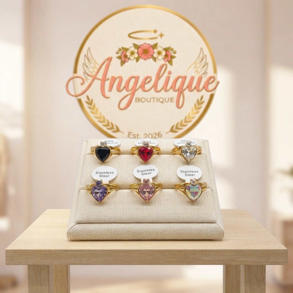 Stainless Steel Heart Rings – Women's Romantic Jewelry - Angelique Boutique