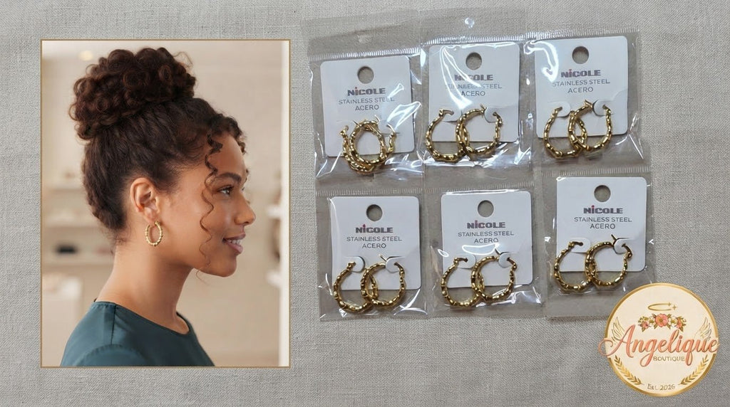 Stainless Steel Hoop Earrings for Women – Classic Gold & Silver - Angelique Boutique