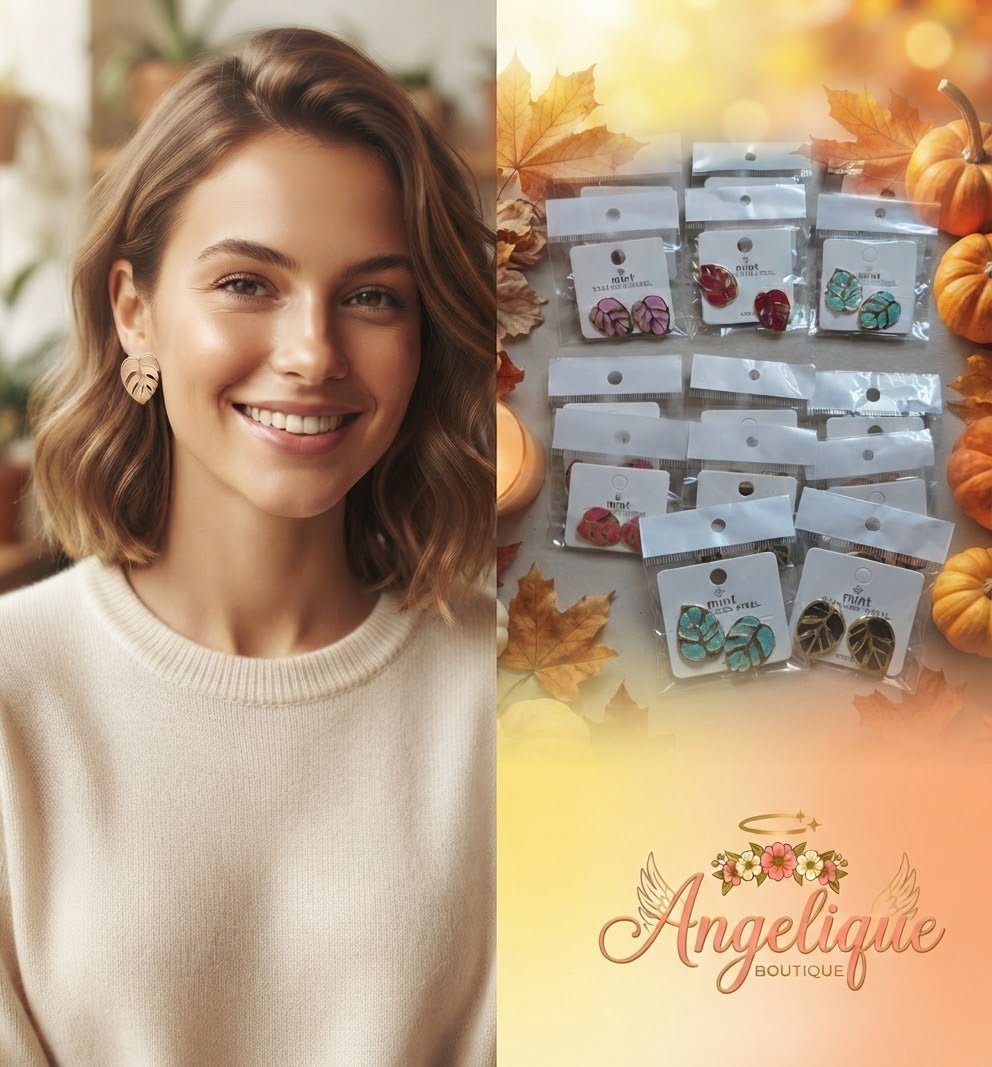 Stainless Steel Leaf Earrings – Hypoallergenic Drop Earrings - Angelique Boutique