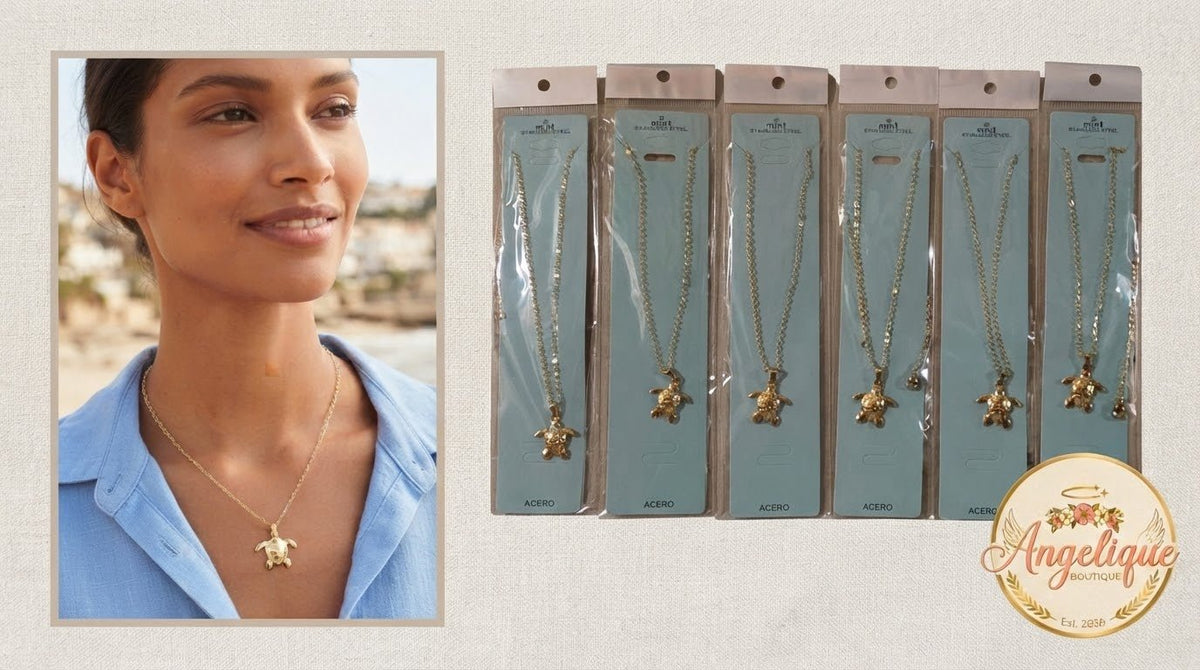 Stainless Steel Sea Turtle Pendant Necklace – Gold & Silver - Angelique Boutique