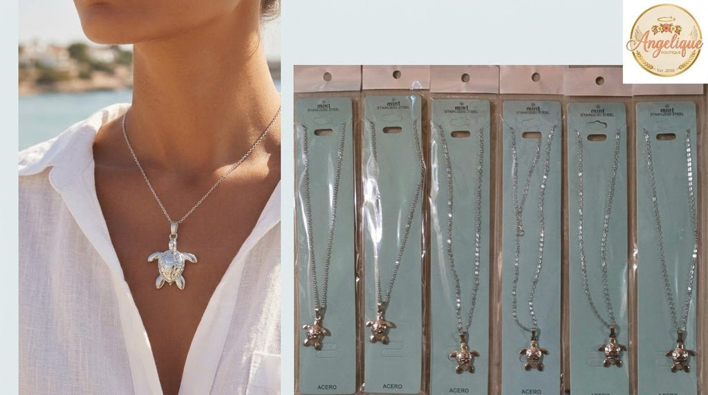 Stainless Steel Sea Turtle Pendant Necklace – Gold & Silver - Angelique Boutique