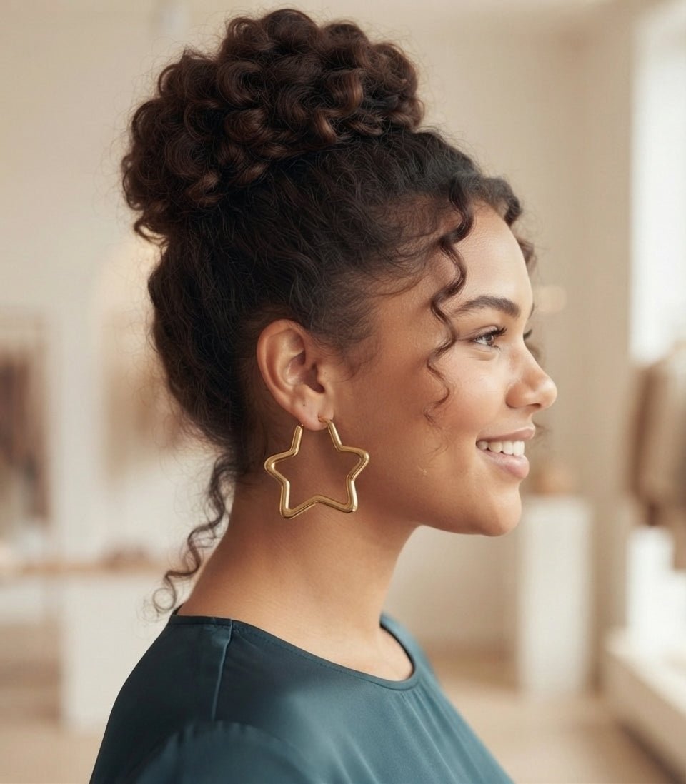 Stainless Steel Star Hoop Earrings for Women – Gold & Silver - Angelique Boutique