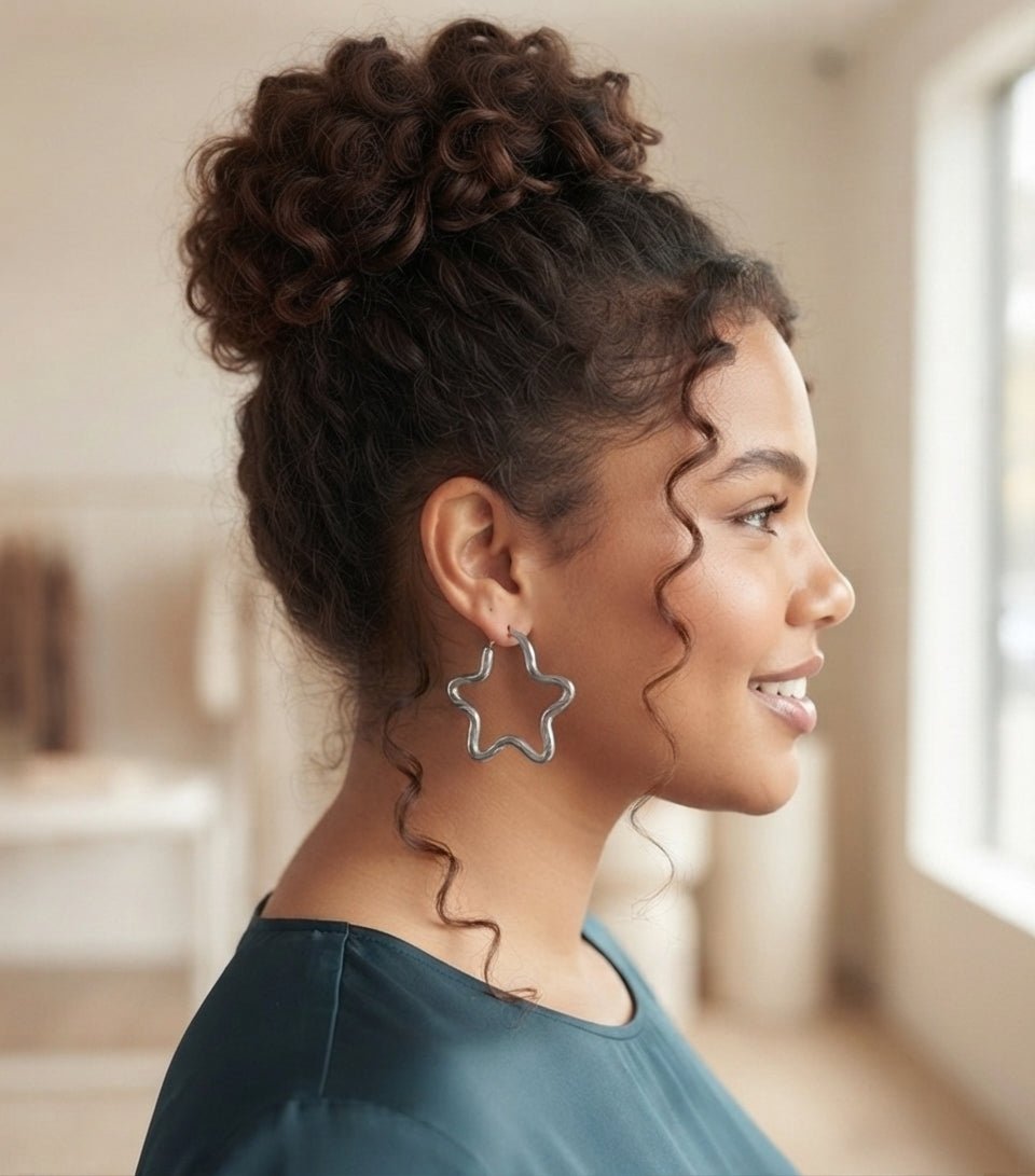 Stainless Steel Star Hoop Earrings for Women – Gold & Silver - Angelique Boutique