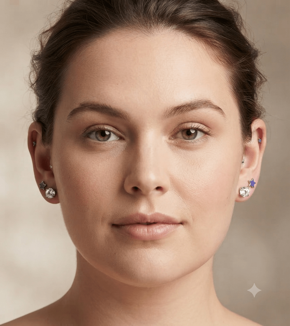 Stainless Steel Star & Zirconia Earring Set for Women – 2 Pieces - Angelique Boutique