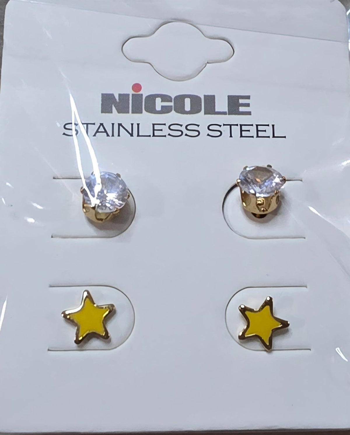 Stainless Steel Star & Zirconia Earring Set for Women – 2 Pieces - Angelique Boutique