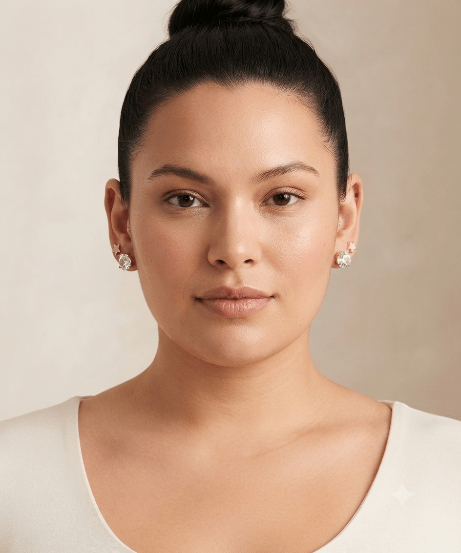 Stainless Steel Star & Zirconia Earring Set for Women – 2 Pieces - Angelique Boutique