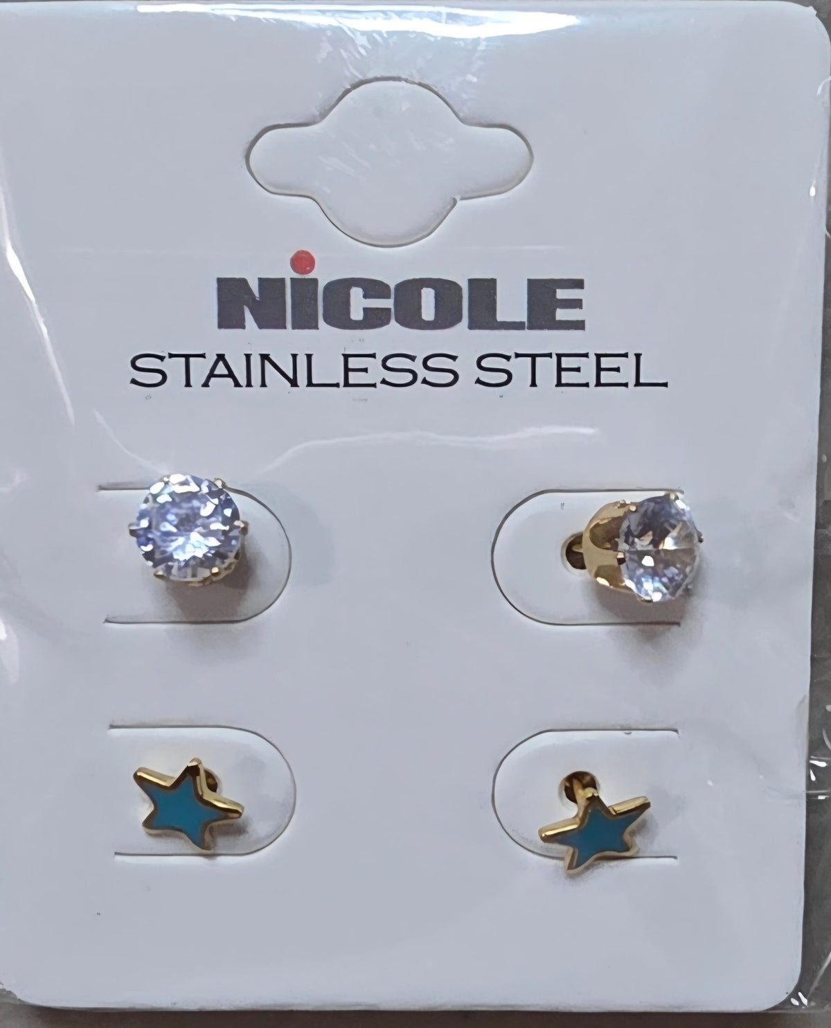 Stainless Steel Star & Zirconia Earring Set for Women – 2 Pieces - Angelique Boutique