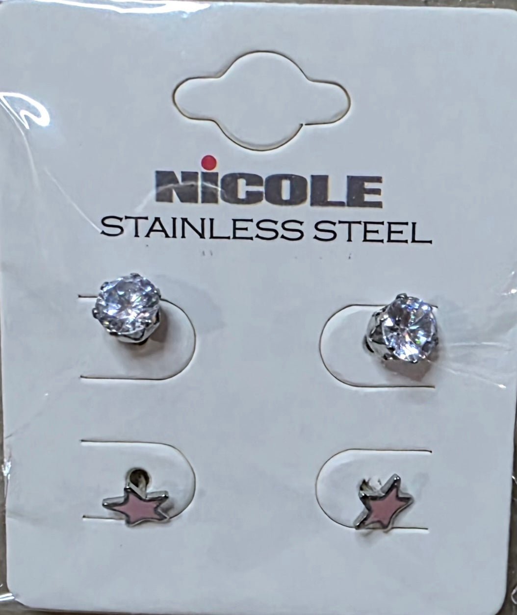 Stainless Steel Star & Zirconia Earring Set for Women – 2 Pieces - Angelique Boutique