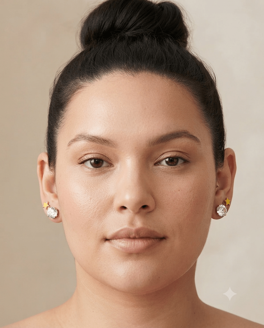 Stainless Steel Star & Zirconia Earring Set for Women – 2 Pieces - Angelique Boutique