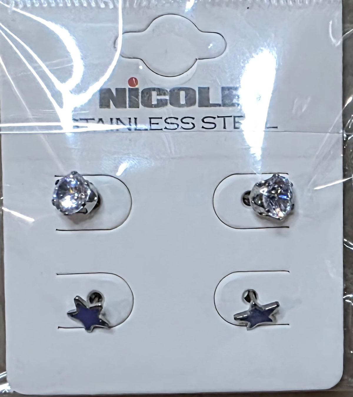Stainless Steel Star & Zirconia Earring Set for Women – 2 Pieces - Angelique Boutique