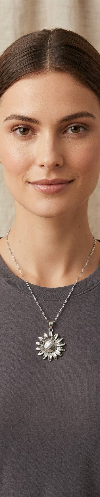 Stainless Steel Sunflower Pendant Necklace for Women – Gold & Silver - Angelique Boutique