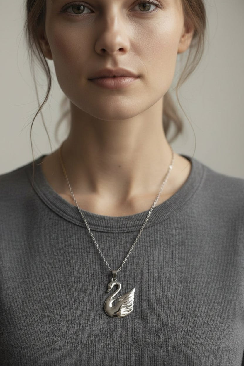 Stainless Steel Swan Necklace for Women – Gold & Silver - Angelique Boutique