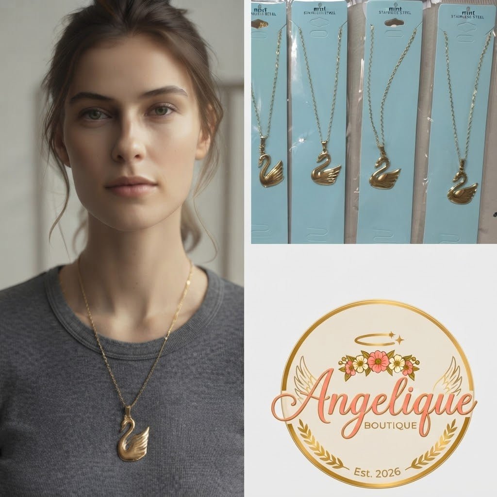 Stainless Steel Swan Necklace for Women – Gold & Silver - Angelique Boutique