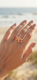 Starfish Adjustable Ring in Stainless Steel – Multi-Color - Angelique Boutique