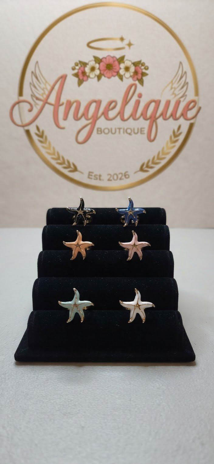 Starfish Adjustable Ring in Stainless Steel – Multi-Color - Angelique Boutique