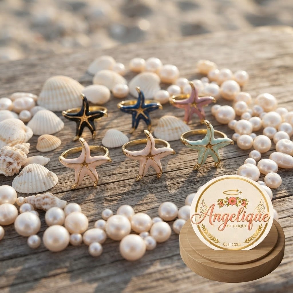 Starfish Adjustable Ring in Stainless Steel – Multi-Color - Angelique Boutique