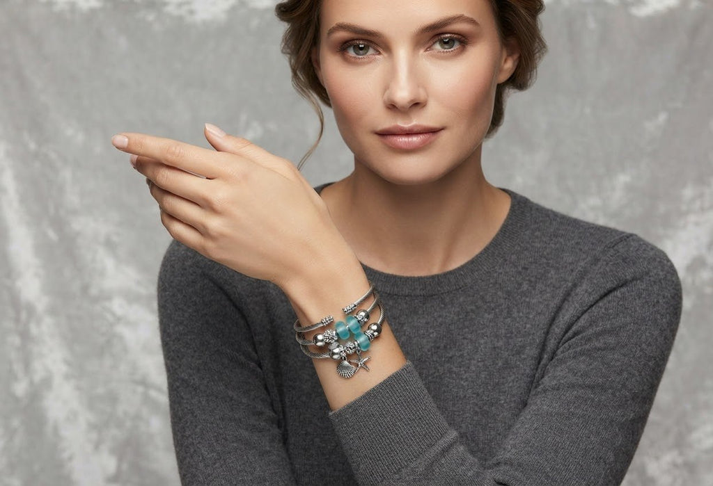Starfish Charm Bead Bracelet Adjustable Stainless Steel – Multiple Colors - Angelique Boutique