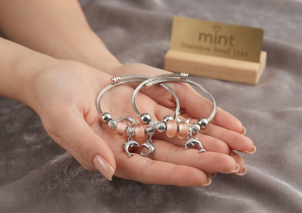 Starfish Charm Bead Bracelet Adjustable Stainless Steel – Multiple Colors - Angelique Boutique