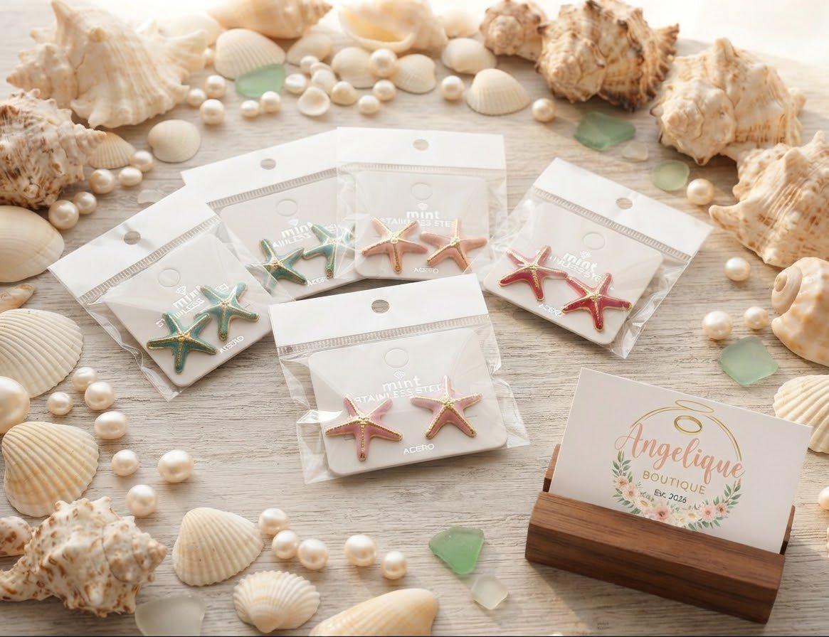 Starfish Stud Earrings – Colorful Enamel Beach Jewelry - Angelique Boutique