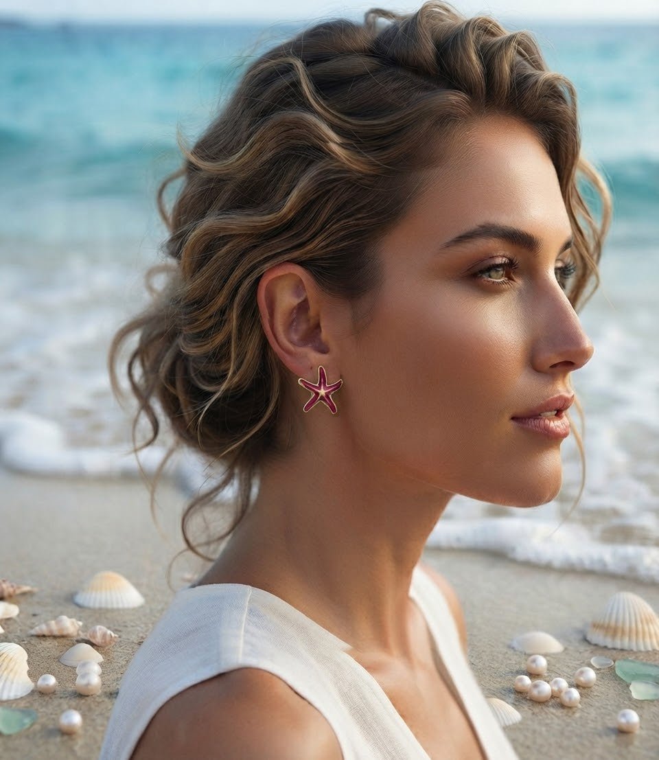 Starfish Stud Earrings – Colorful Enamel Beach Jewelry - Angelique Boutique