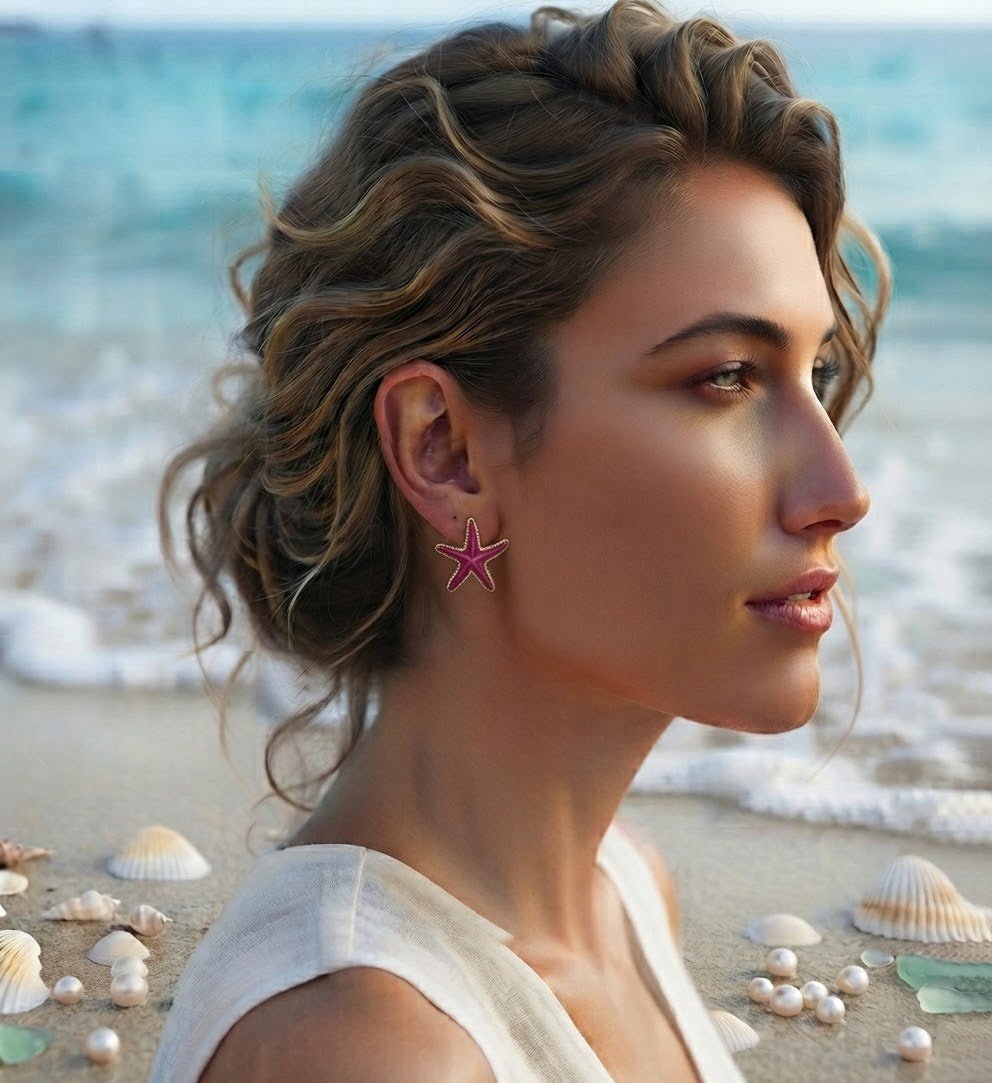 Starfish Stud Earrings – Colorful Enamel Beach Jewelry - Angelique Boutique