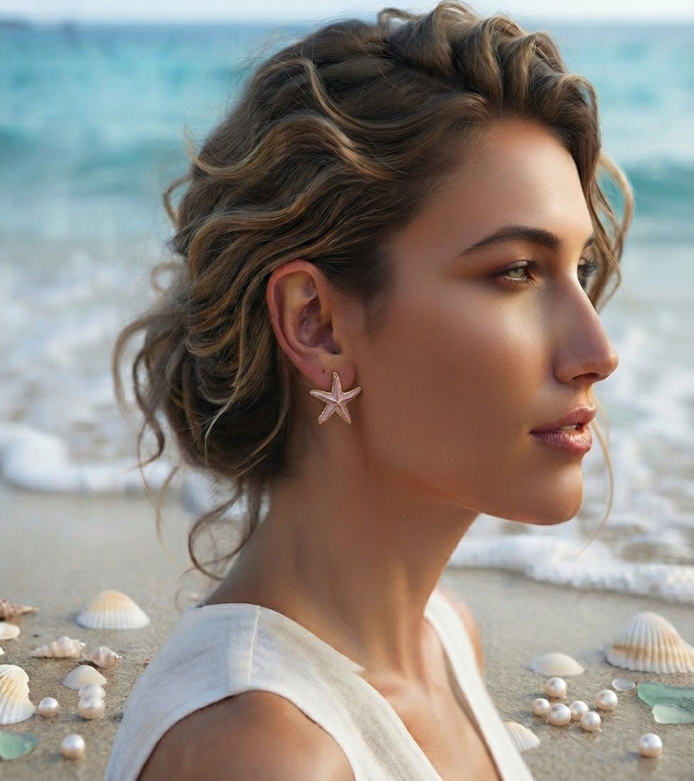 Starfish Stud Earrings – Colorful Enamel Beach Jewelry - Angelique Boutique