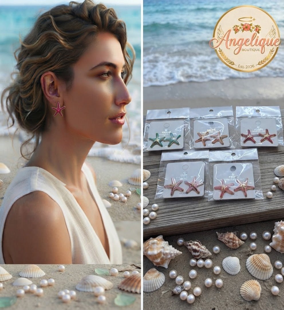 Starfish Stud Earrings – Colorful Enamel Beach Jewelry - Angelique Boutique