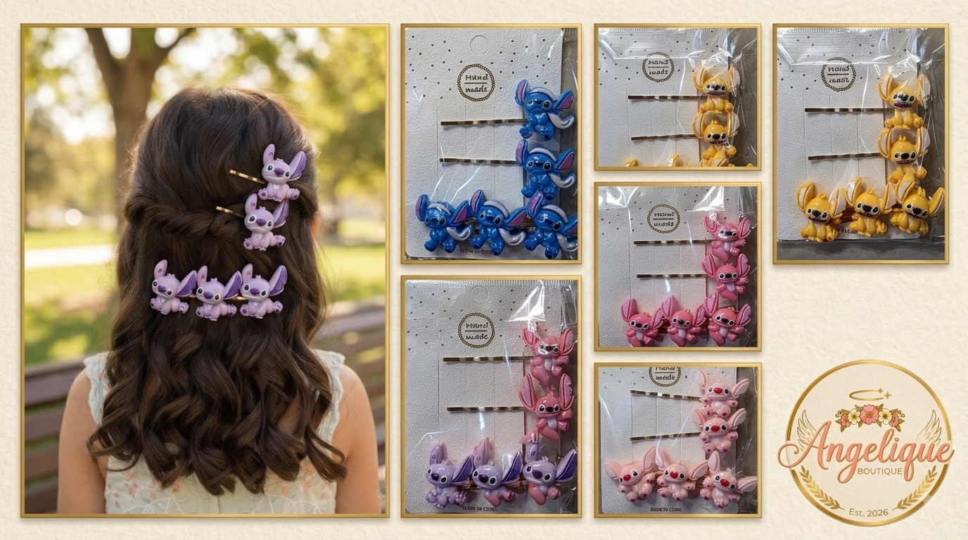 Stitch & Angel Character Hair Pins Set - Angelique Boutique