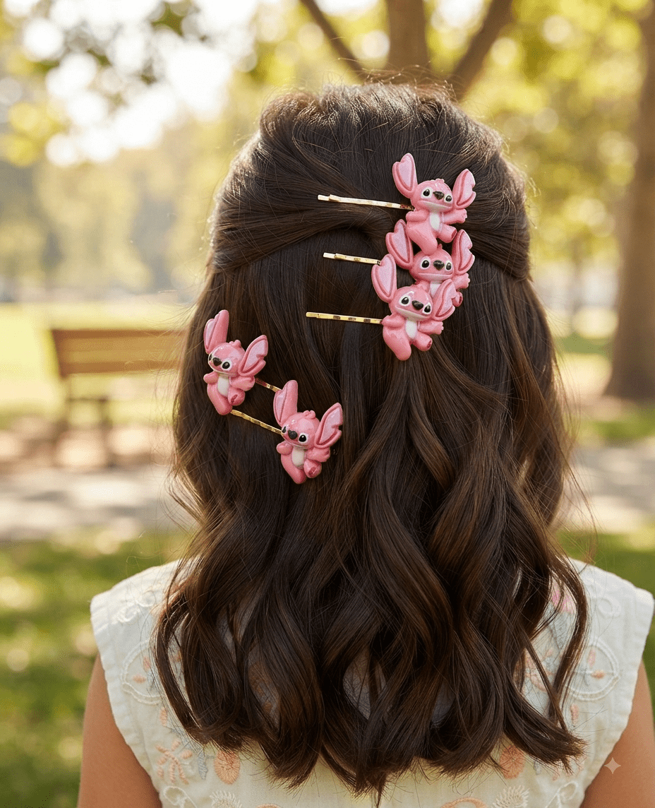 Stitch & Angel Character Hair Pins Set - Angelique Boutique