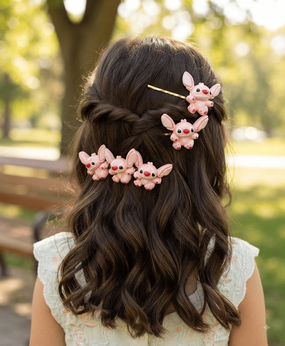 Stitch & Angel Character Hair Pins Set - Angelique Boutique