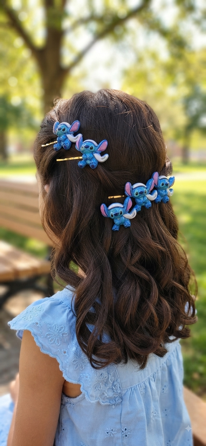Stitch & Angel Character Hair Pins Set - Angelique Boutique